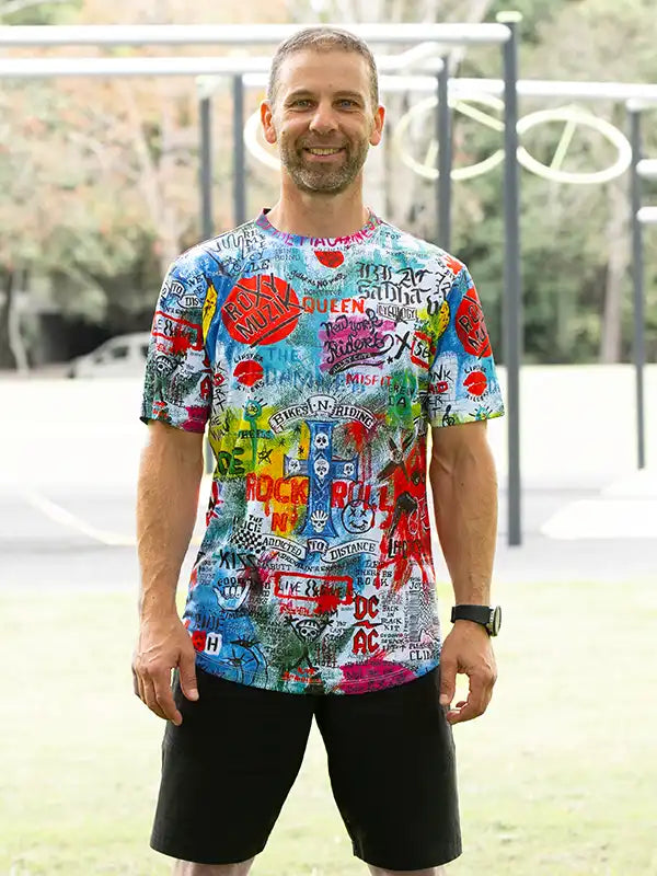 Rock N Roll Men's Technical T shirt on model | Cycology AUS