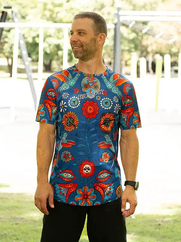 Tijuana Men's Navy Technical T shirt on model | Cycology AUS