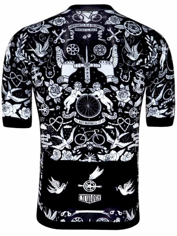 Velo Tattoo Mens Black Race Fit Cycling Jersey | Cycology