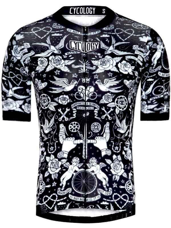 Velo Tattoo Mens Black Race Fit Cycling Jersey | Cycology AUS