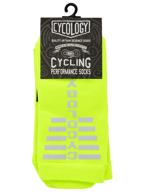 Cycology Reflective Logo Cycling Socks Lime