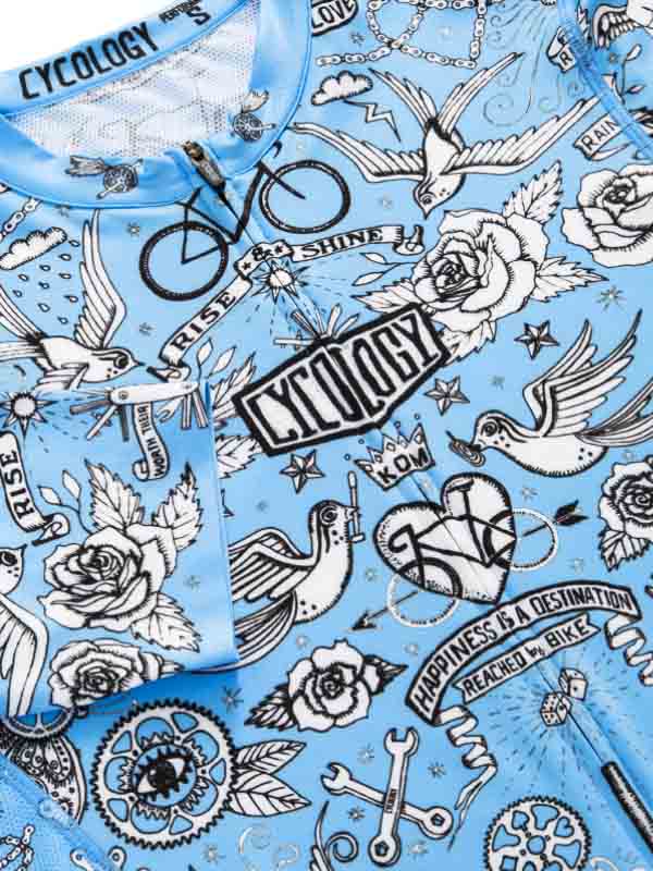 Velo Tattoo Men's Race Jersey Blue