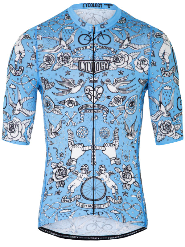 Velo Tattoo Men's Race Jersey Blue