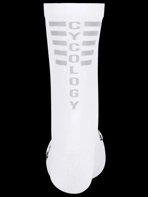 Cycology Reflective Logo Cycling Socks White