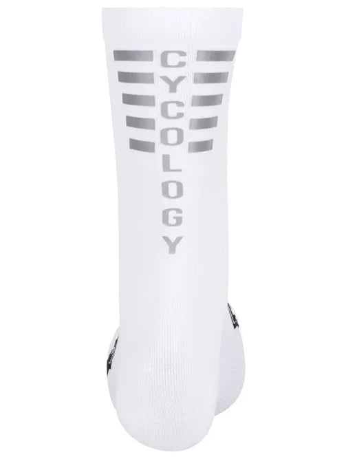 Cycology Reflective Logo Cycling Socks White