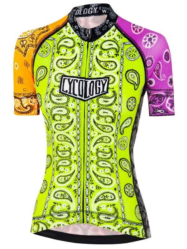 Bandana Orange Womens Short Sleeve Cycling Jersey | Cycology AUS