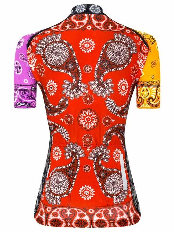 Bandana Orange Womens Short Sleeve Cycling Jersey | Cycology AUS