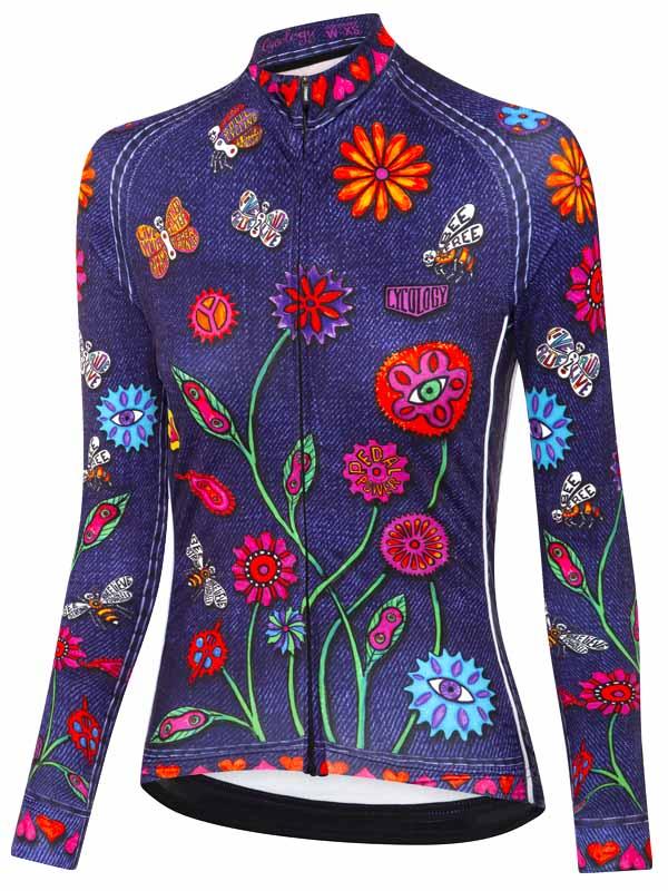 Boho Womens Blue Long Sleeve Cycling Jersey | Cycology AUS