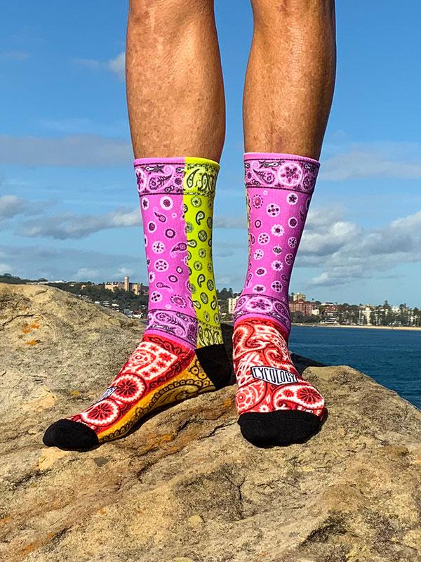 Bandana Lime Cycling Socks | Cycology Clothing AUS