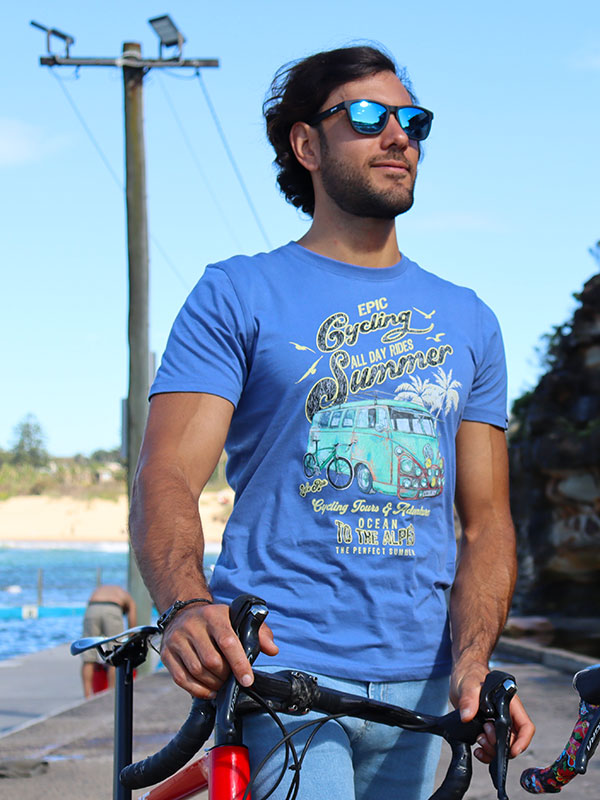 Epic Cycling Mens Denim Tee on Model | Cycology AUS