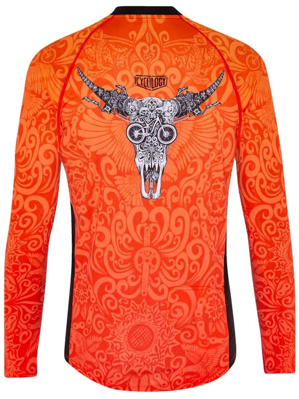 Life on Bars Long Sleeve Orange Mountain Bike Jersey | Cycology AUS