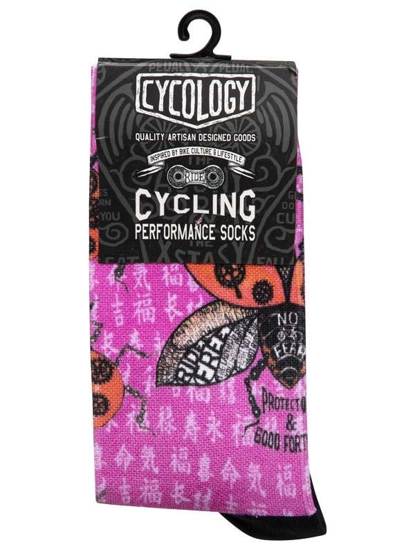 Ladybug Pink Cycling Socks | Cycology Clothing AUS