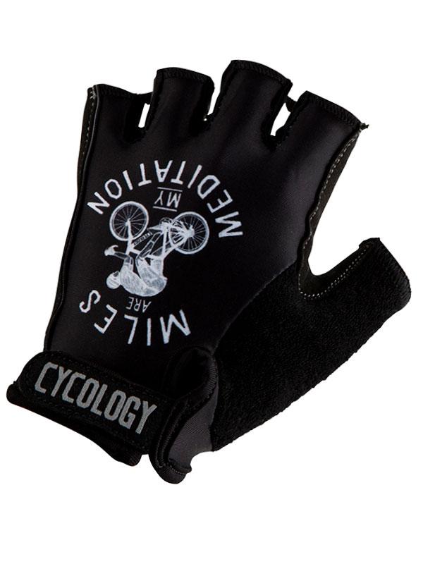 Miles are my Meditation Black Cycling Gloves | Cycology Clothing