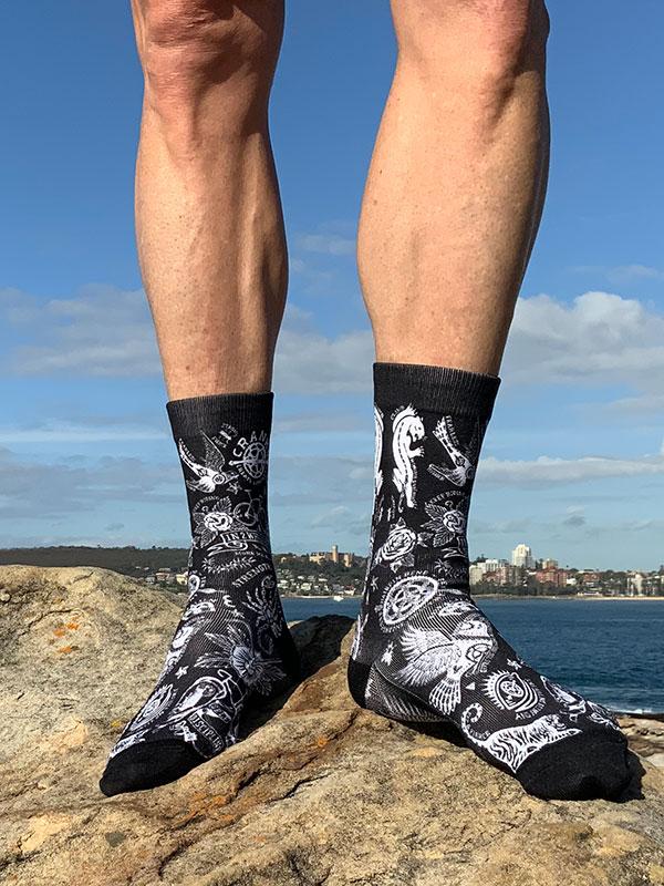 Ride Forever Black Cycling Socks | Cycology Clothing AUS