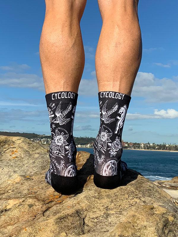 Ride Forever Black Cycling Socks | Cycology Clothing AUS