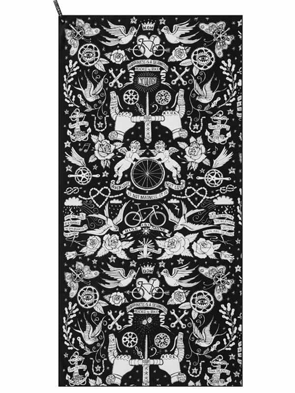 Velo Tattoo Black Microfibre Towel | Cycology AUS