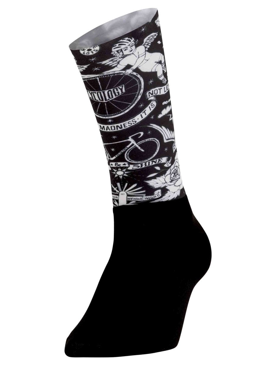 Velo Tattoo Black Aero Cycling Socks | Cycology AUS