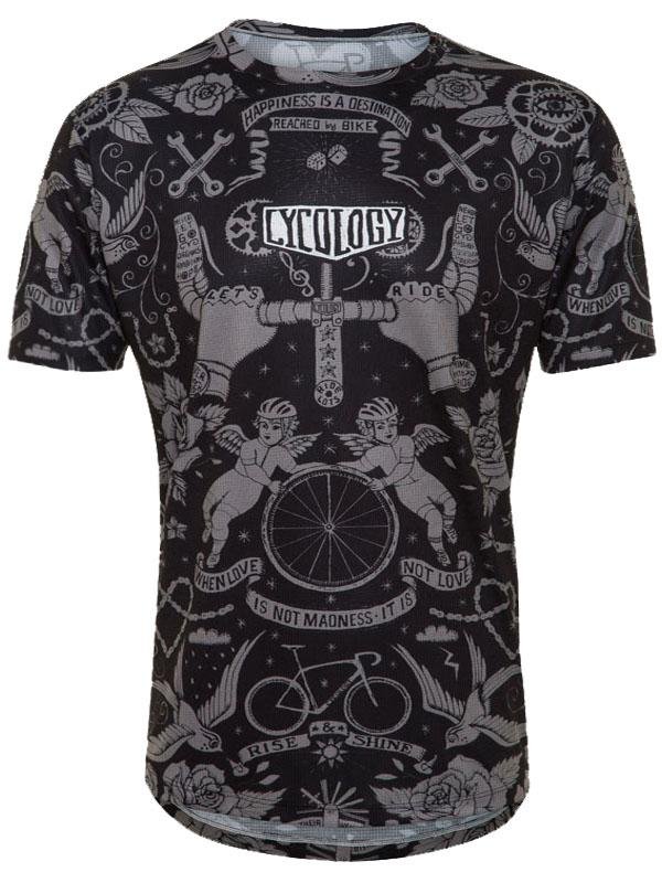 Velo Tattoo Mens Black Technical T shirt | Cycology Clothing