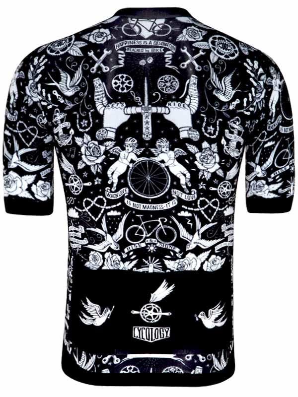 Velo Tattoo Mens  Black Race Fit Cycling Jersey | Cycology