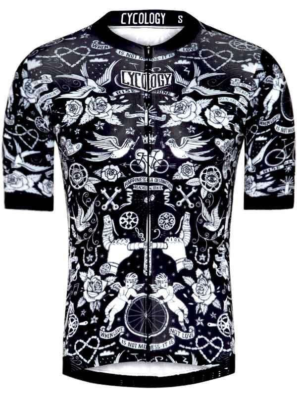 Velo Tattoo Mens  Black Race Fit Cycling Jersey | Cycology AUS