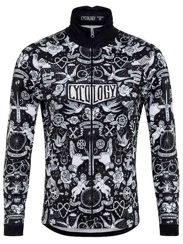 Velo Tattoo Mens Black Windproof Winter Jacket | Cycology  AUS