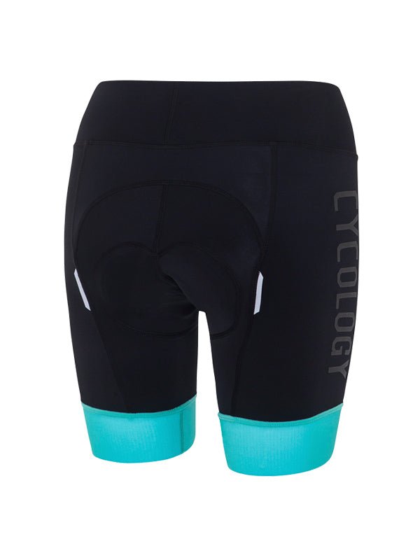 Cycology Womens Logo Black Aqua Cycling Shorts | Cycology AUS