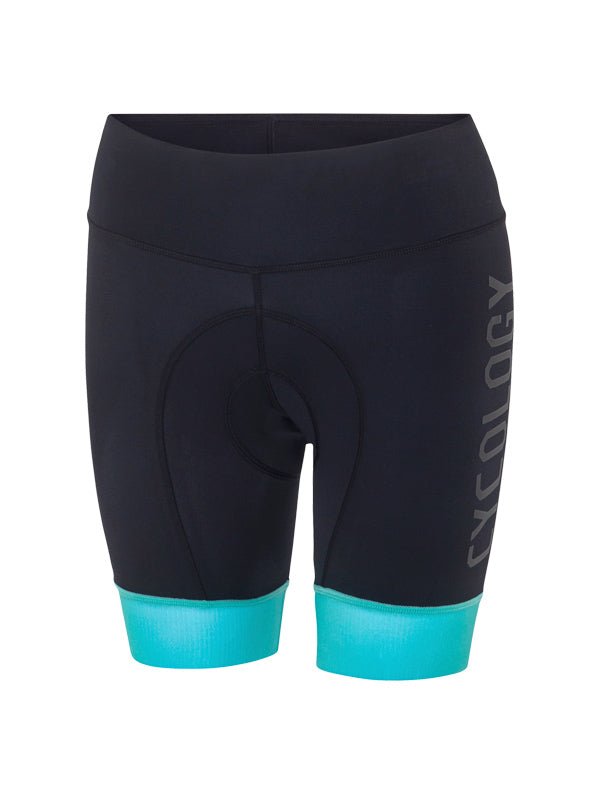 Cycology Womens Logo Black Aqua Cycling Shorts | Cycology AUS